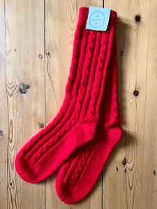 Cashmere Cable Room-socks / Red