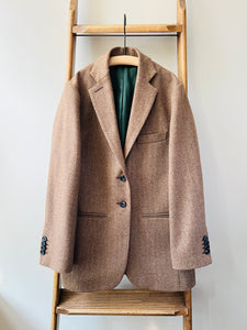 Scottish Merino Wool Blazer / Brown Herringbone