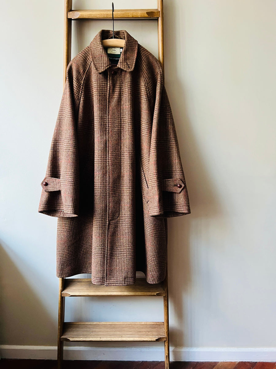 Sporting Tweed Balmacaan Coat / Brown Check