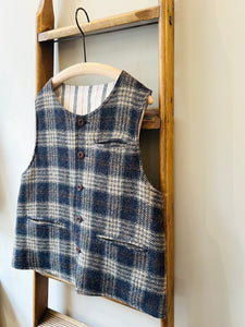 Tweed Reversible Vest / Navy Check