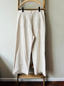 Cotton Linen Wide Trouser / Ecru