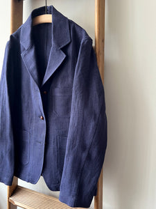 Irish Linen Workers Jacket / Navy Herringbone