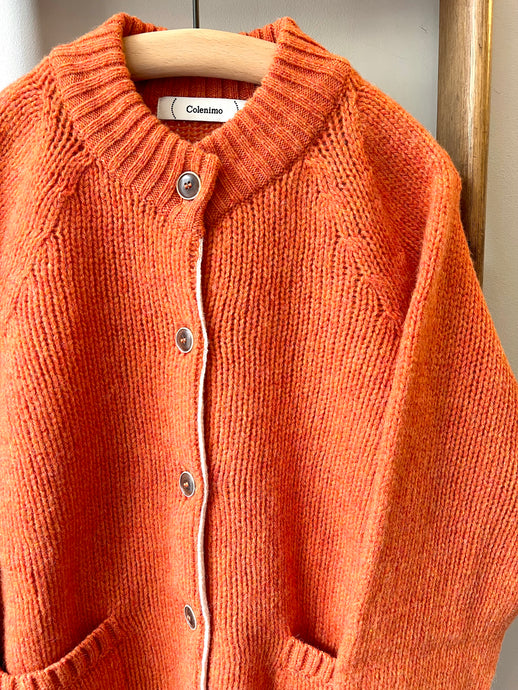 Lambswool Wool Shetland Yarn Cardigan / Clementine