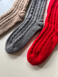 Cashmere Cable Room-socks / Gray