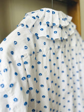 Cut Jacquard Dots Cotton Dress / Blue Dots