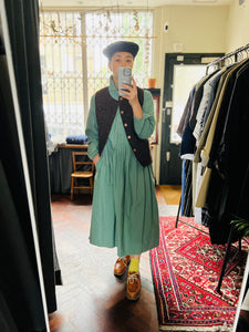 Typewrighter Cotton Dress / Green