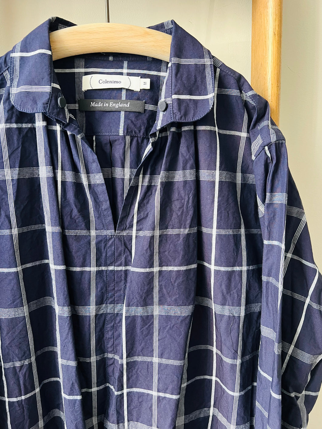 Indigo Cotton Check Smock / Indigo