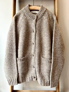 Lambswool Wool Shetland Yarn Cardigan / Mushroom