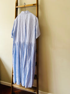 Irish Linen Stripe Dress / Blue