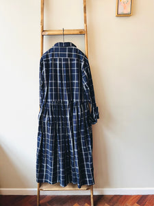 Indigo Cotton Check Dress / Indigo