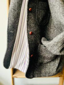 Shetland Wool Jacket / Brown Herringbone