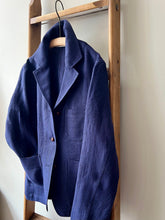 Irish Linen Workers Jacket / Navy Herringbone