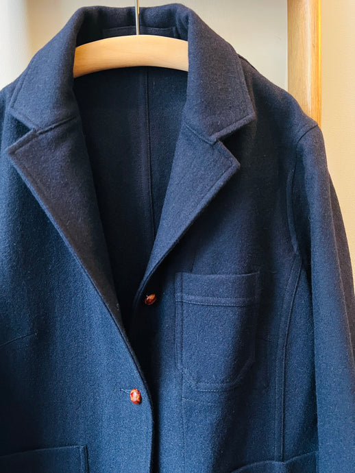 Melton Wool Worker Jacket / Dark Navy