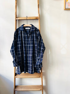 Indigo Cotton Check Smock / Indigo