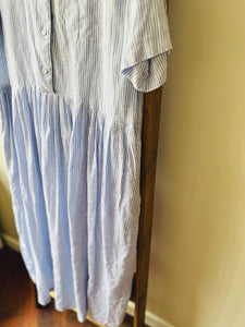 Irish Linen Stripe Dress / Blue