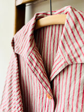 Open Collar Linen Top / Red Stripe