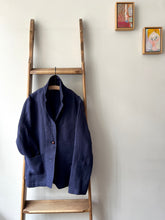 Irish Linen Workers Jacket / Navy Herringbone