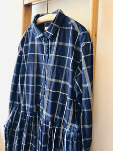 Indigo Cotton Check Dress / Indigo