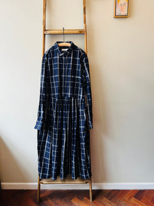 Indigo Cotton Check Dress / Indigo