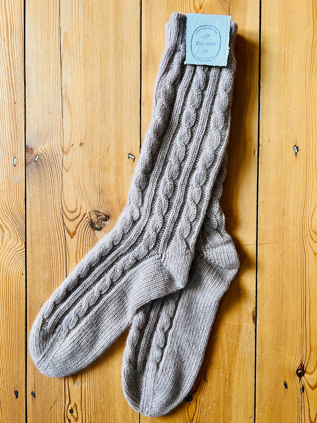 Cashmere Cable Room-socks / Beige