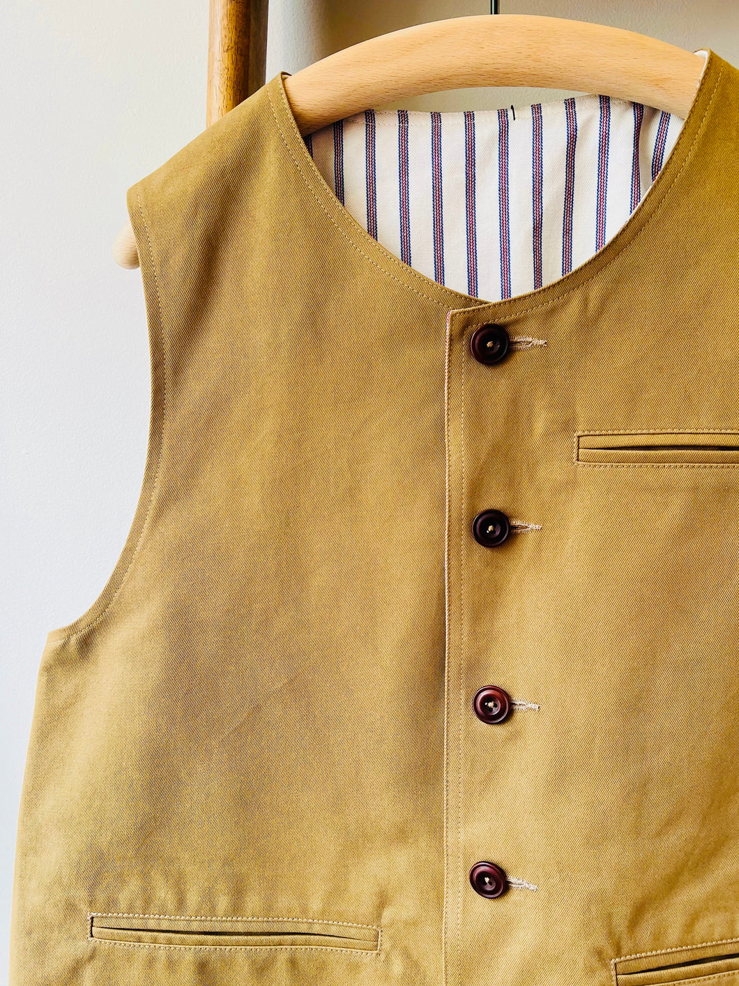 Reversible Cotton Twill Vest / Beige