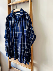 Indigo Cotton Check Smock / Indigo