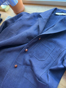 Irish Linen Workers Jacket / Navy Herringbone