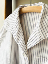 Open Collar Cotton Top / Pin Stripe