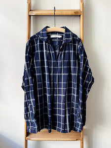 Indigo Cotton Check Smock / Indigo