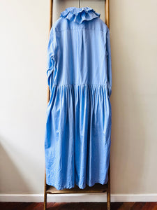 Double Ruffle Collar Dress/Sax Blue
