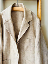 Irish Linen Workers Jacket / Herringbone Beige