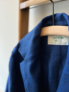 Irish Linen Workers Jacket / Herringbone Blue