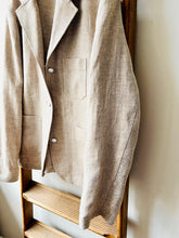 Irish Linen Workers Jacket / Herringbone Beige